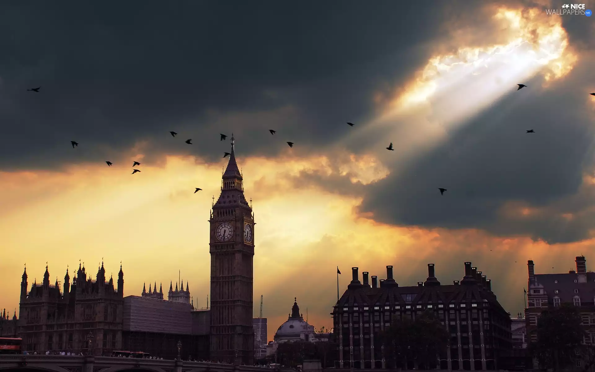 Big Ben, Great Sunsets, rays, London