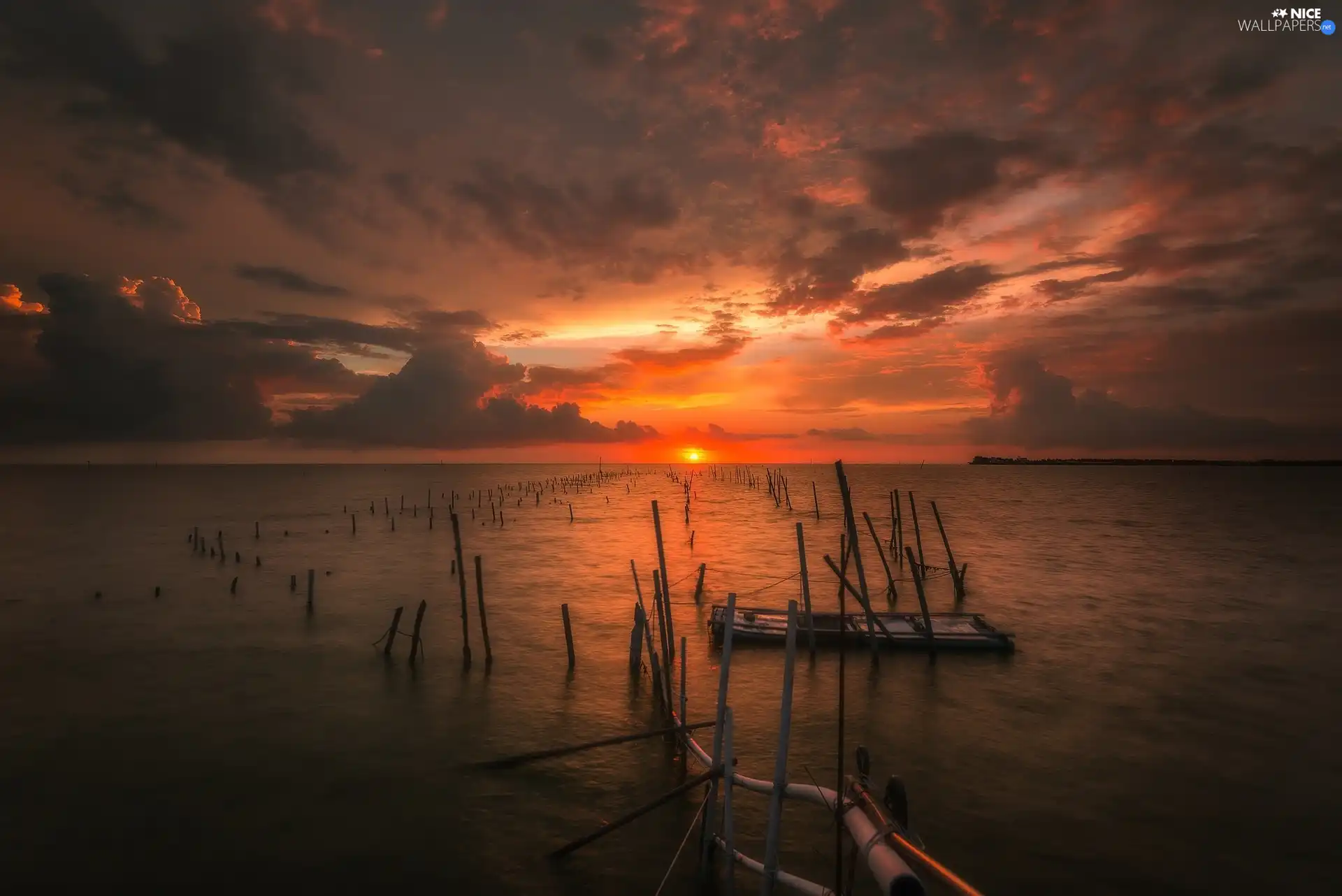 Pale, sea, Great Sunsets