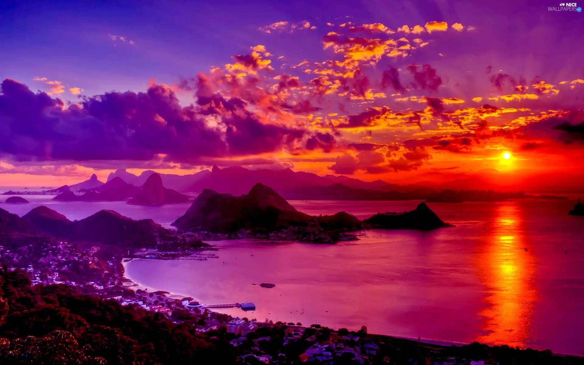 Great Sunsets, rocks, clouds, sea