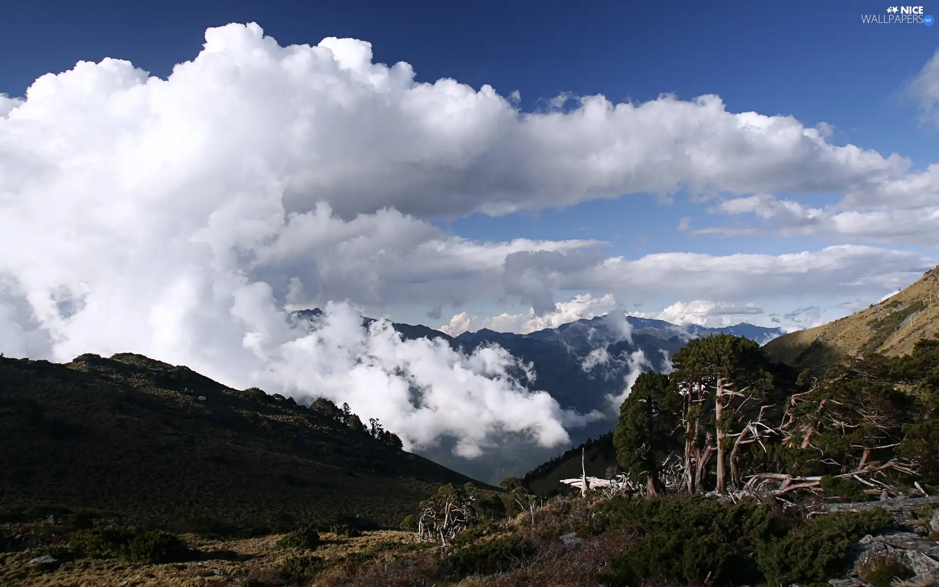 Taiwan, Mountains, clouds
