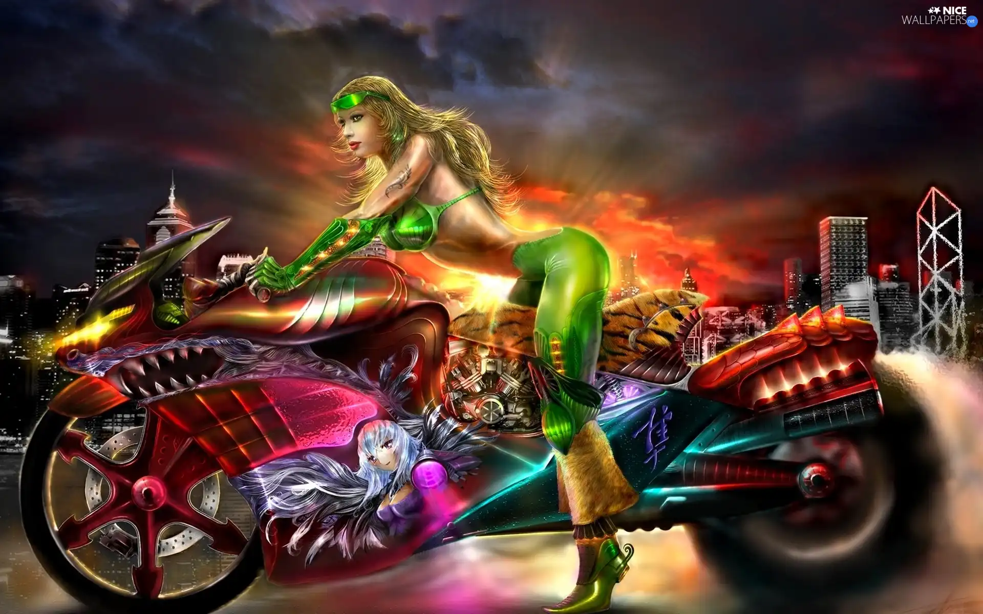 motor-bike, Women, Tattoo