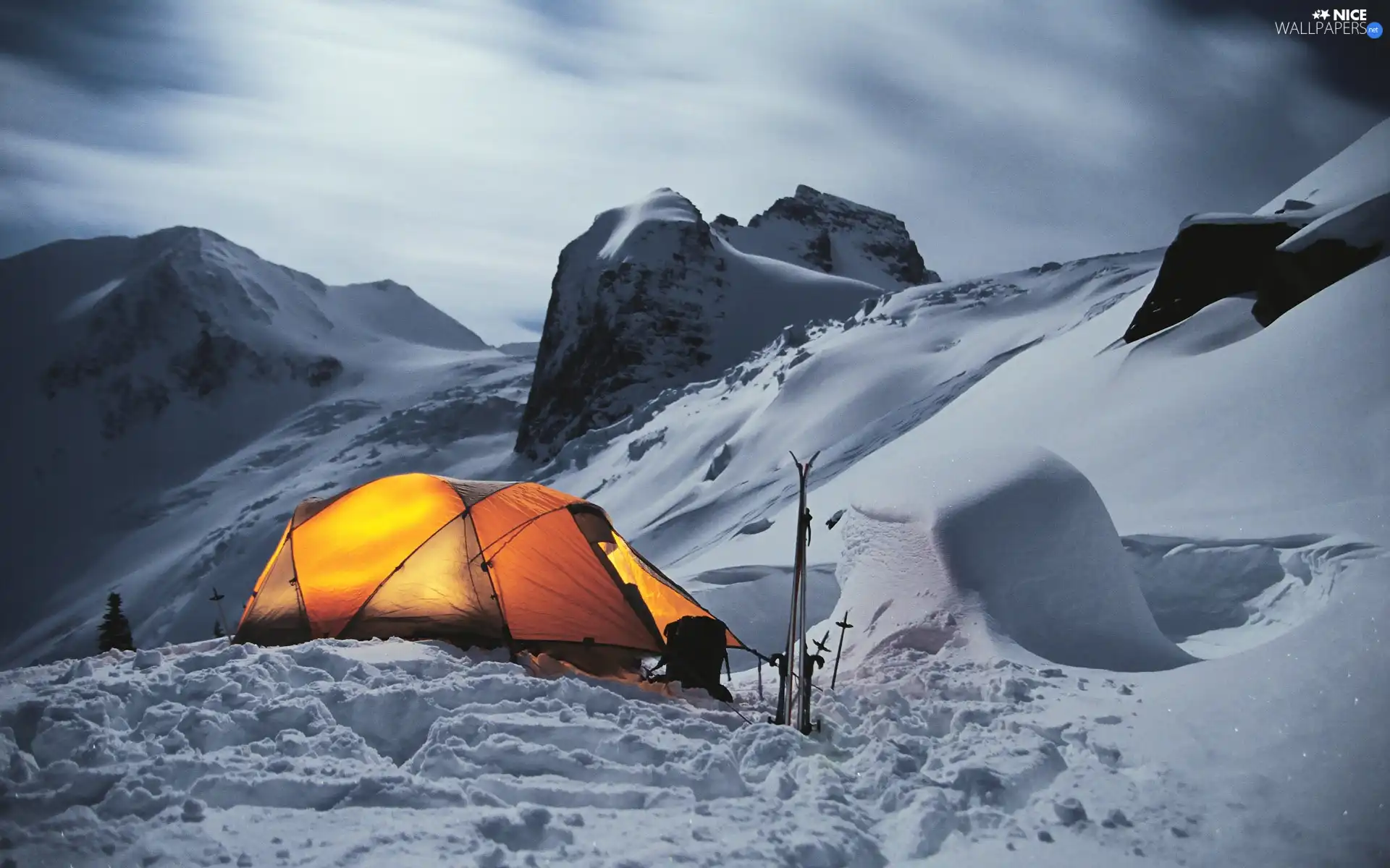 Tent, Mountains, winter