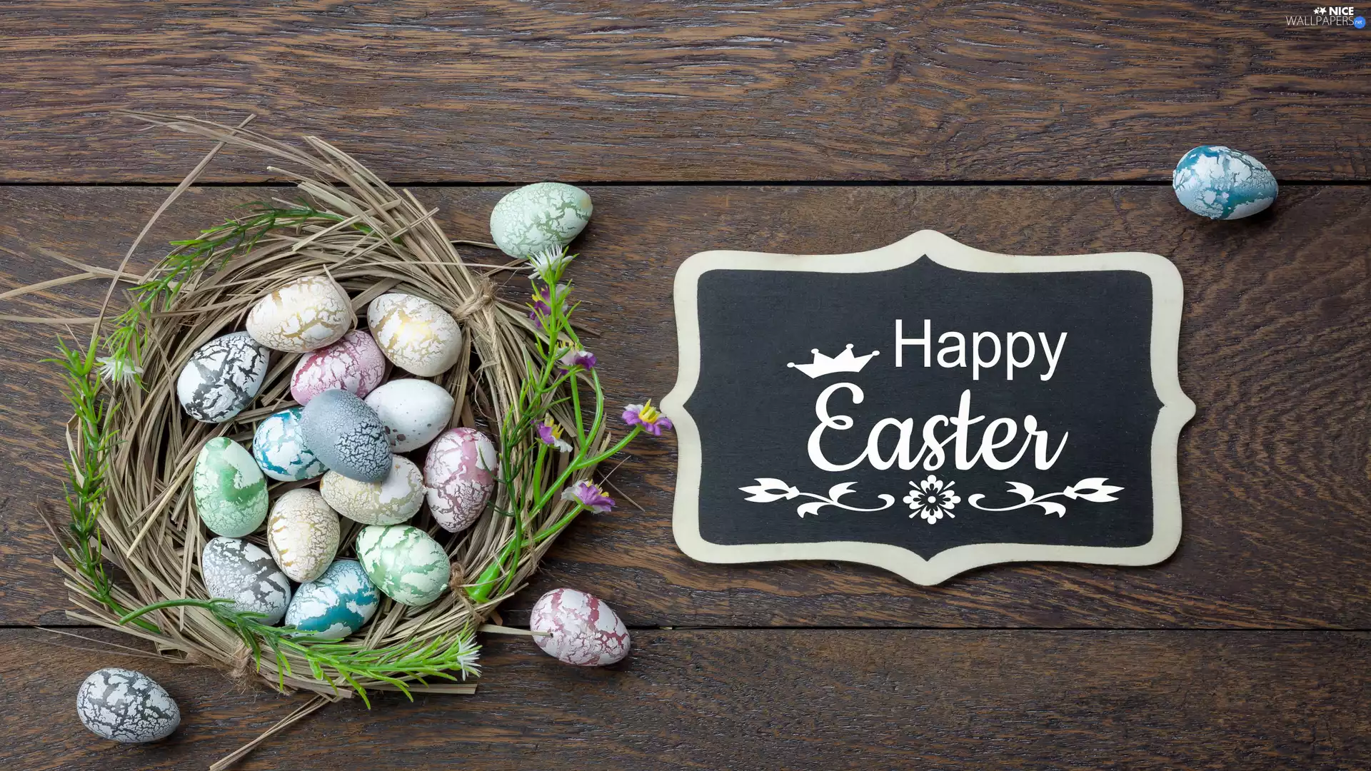 wreath, Easter, plate, text, eggs, boarding