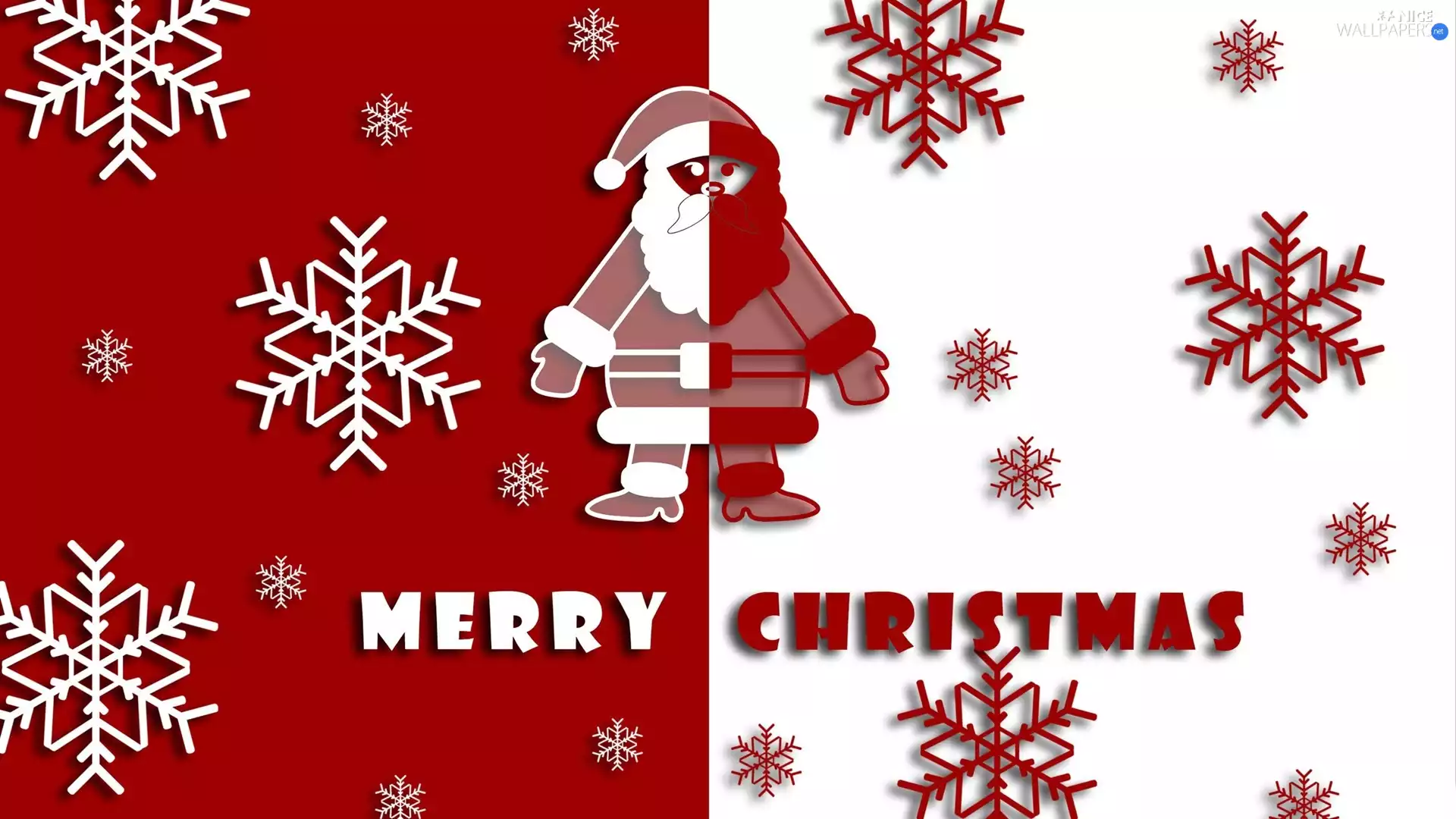 text, graphics, Santa, Christmas, White and Red, ##, Stars