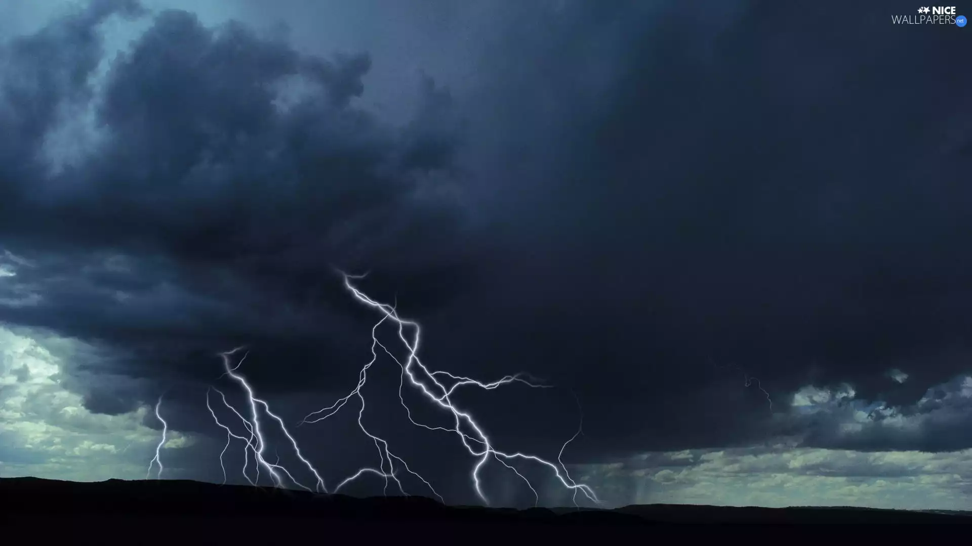 Storm, Black, clouds, thunderbolt