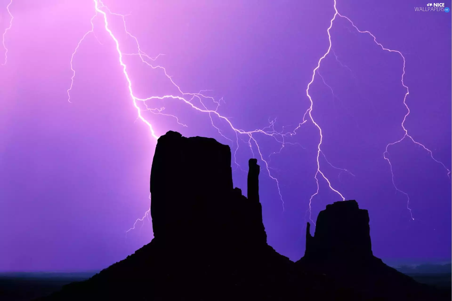 thunderbolt, rocks, Storm