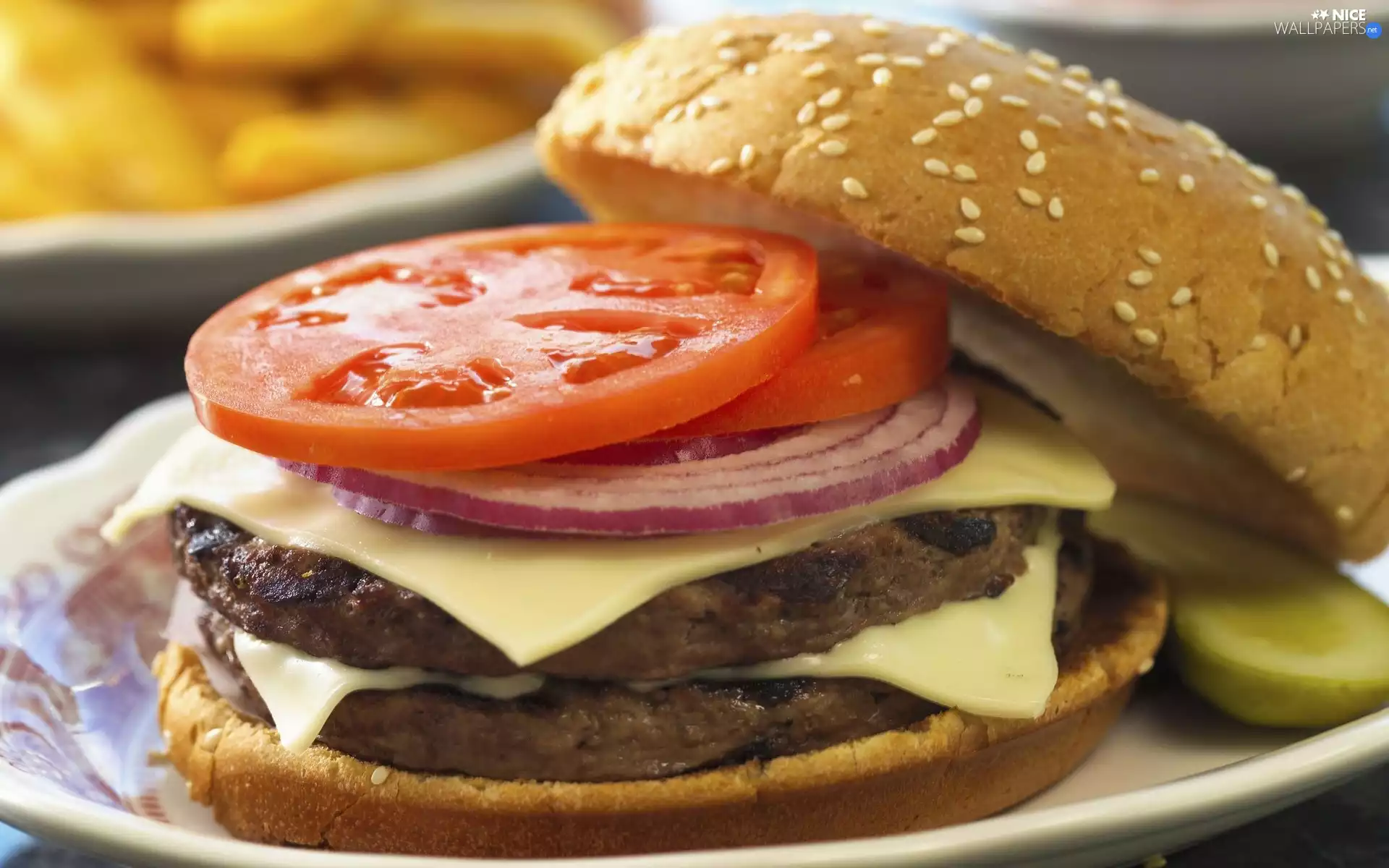 tomatoes, hamburger, roll