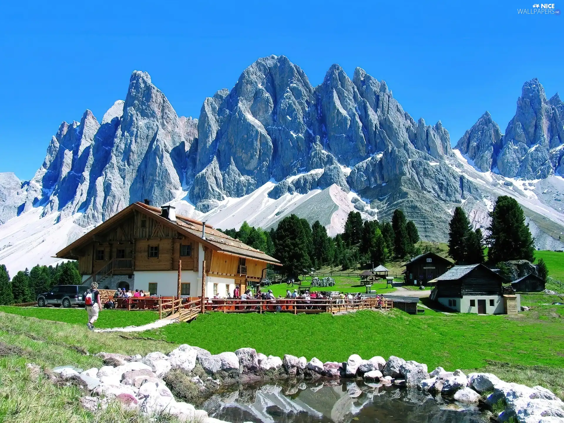 Tourists, Mountains, hostel