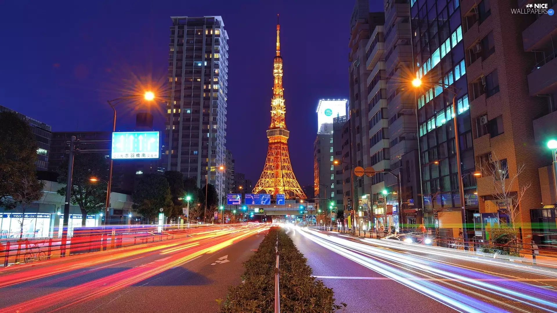 tower, Tokio, Street, Tower, Japan, skyscraper, Night