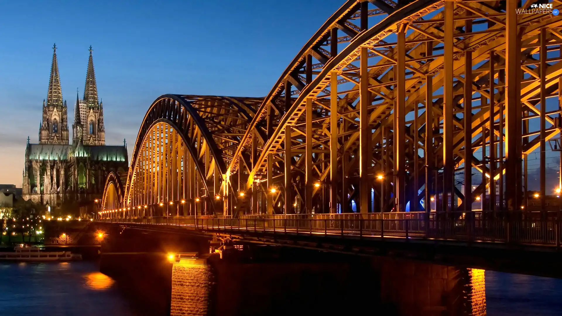 Towers, bridge, water