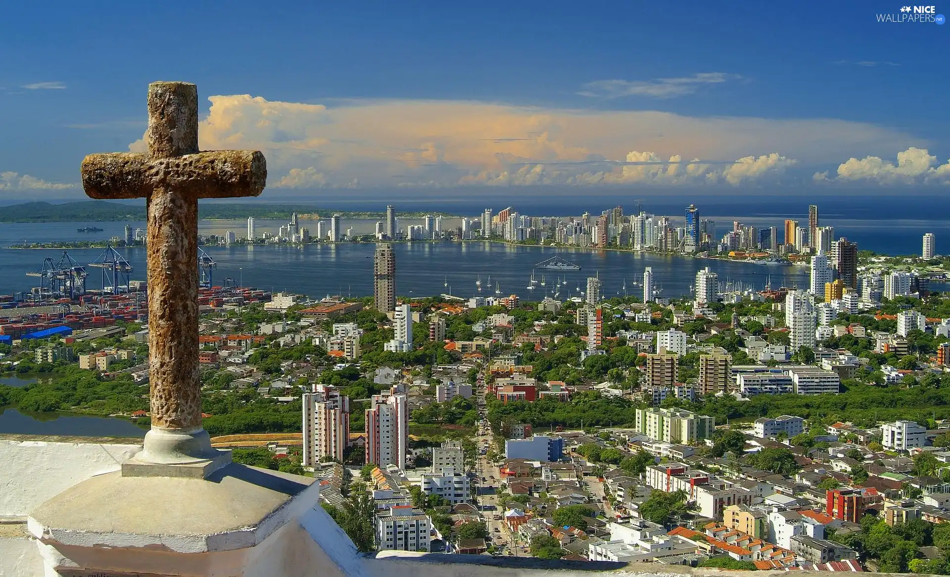 Cartagena, panorama, town, Colombia