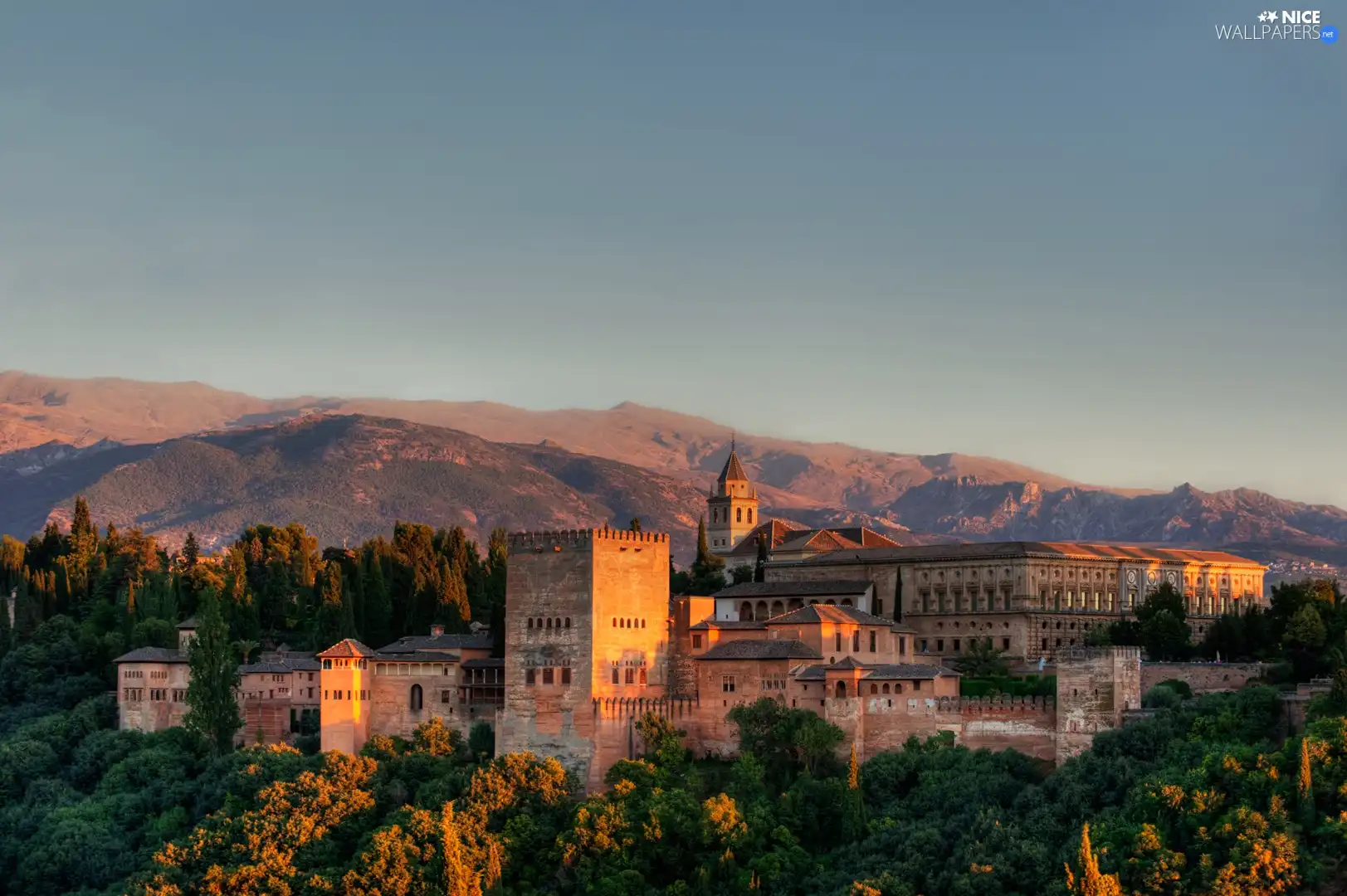 Town, Castle, Mountains