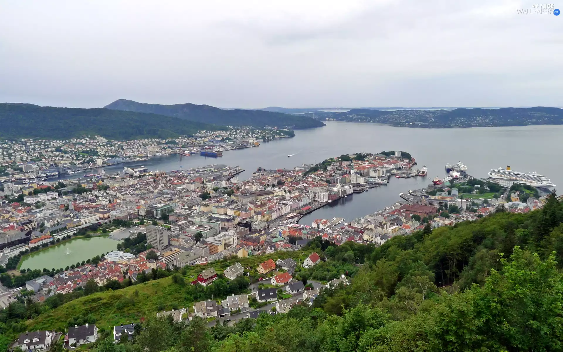 panorama, Bergen, Norway, town
