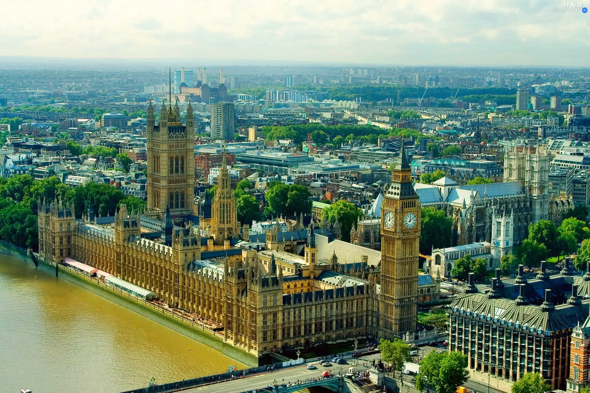 Palace of Westminster, panorama, town, London