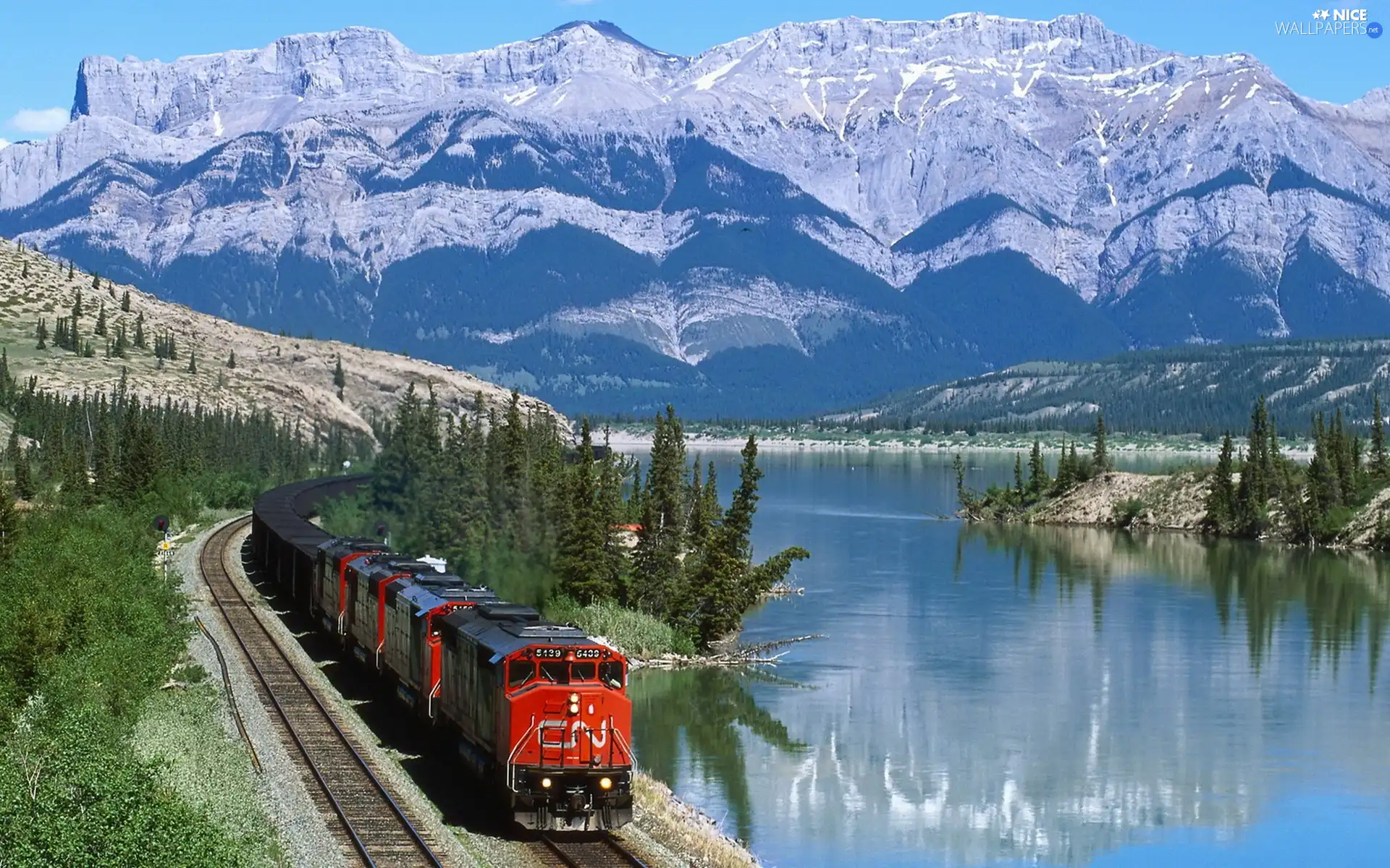 Train, Mountains, River