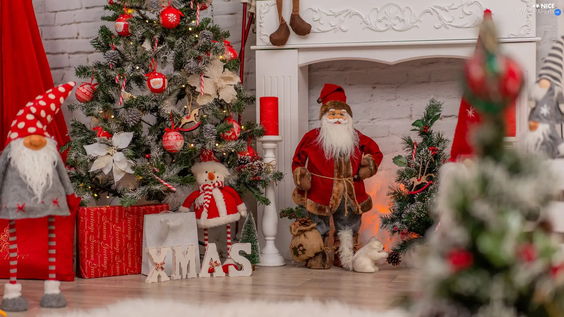 gifts, Christmas, Santa, burner chimney, figure, christmas tree