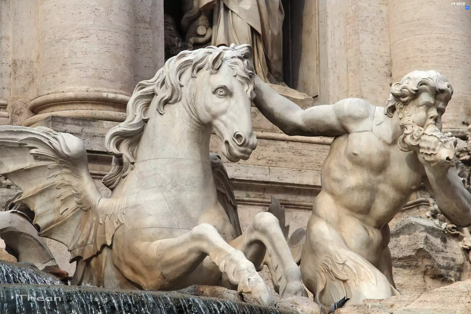 di trevi, statues, Pegasus, Rome