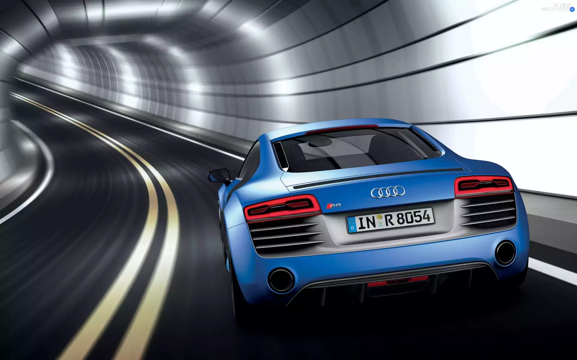 V10, tunnel, Audi, R8, Blue