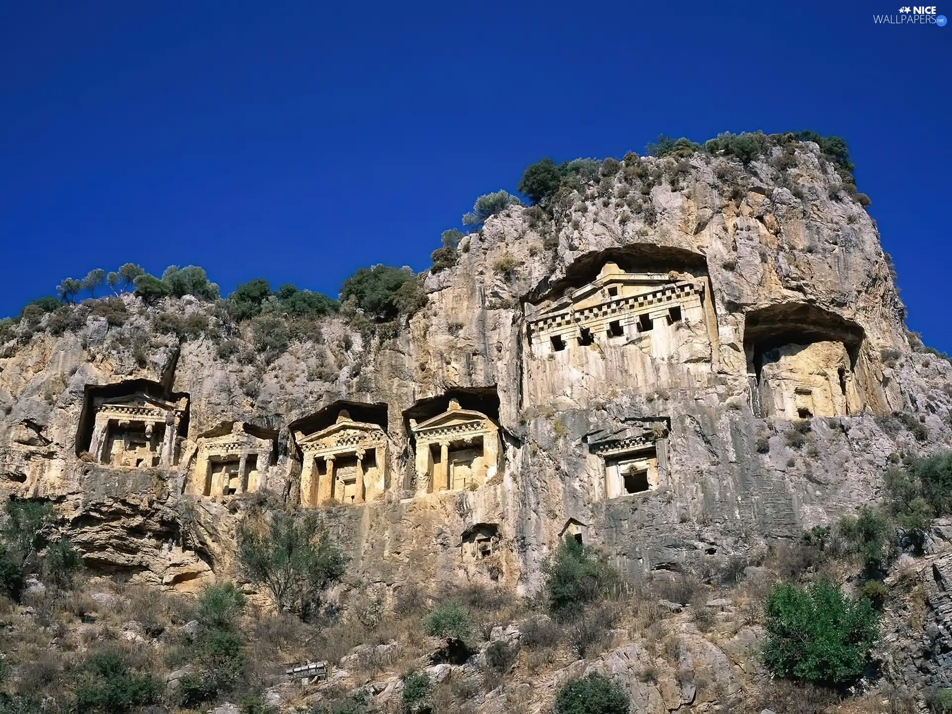tombs, Dalyan, Turkey, bed-rock