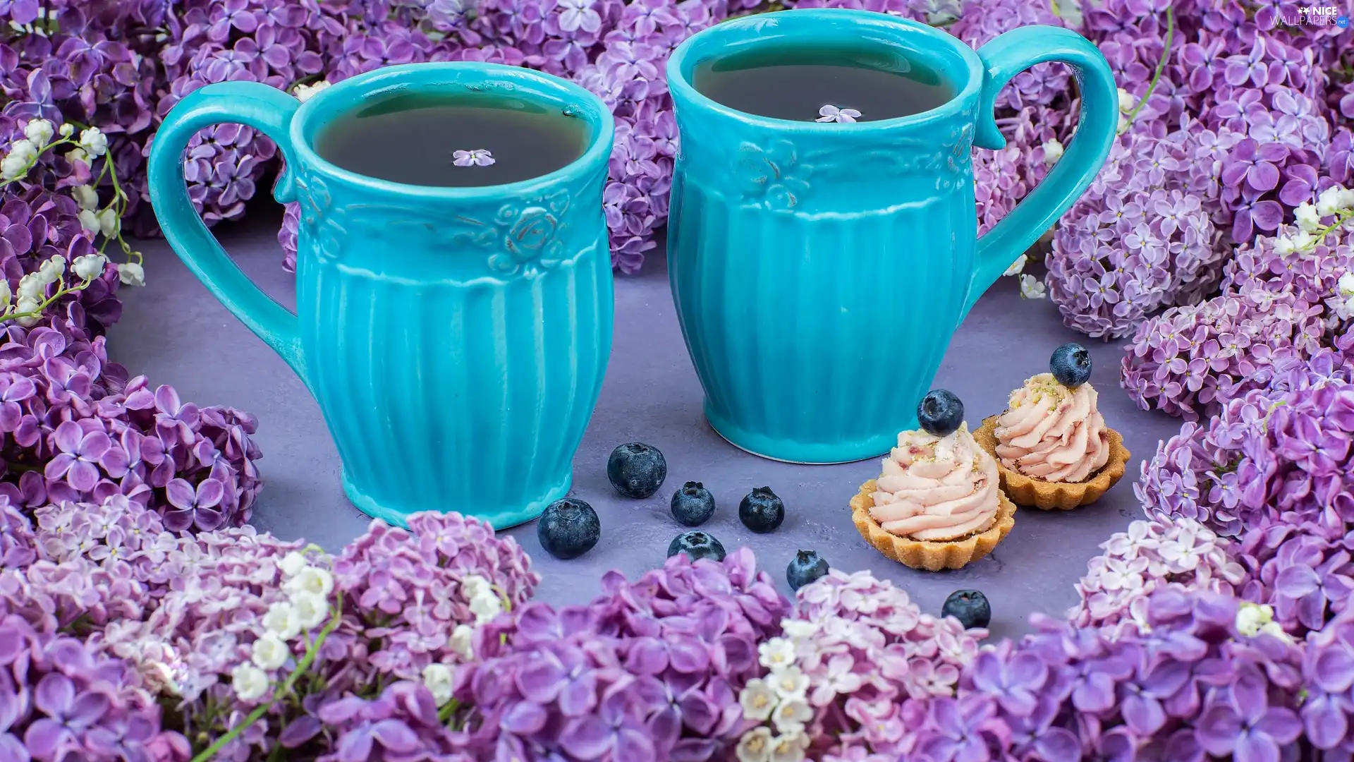 blueberries, cups, without, tea, Two cars, Muffins, Twigs