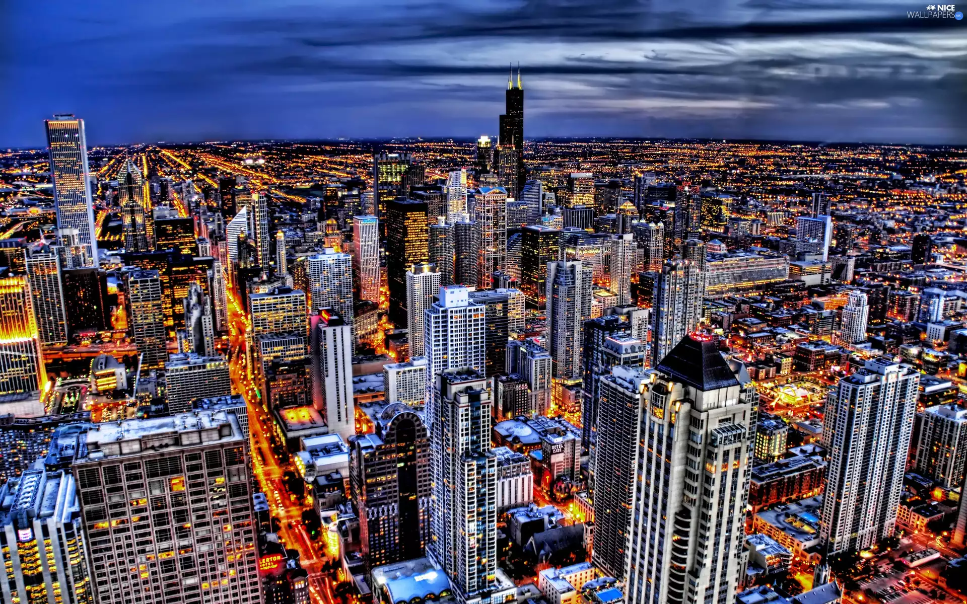 twilight, Town, panorama