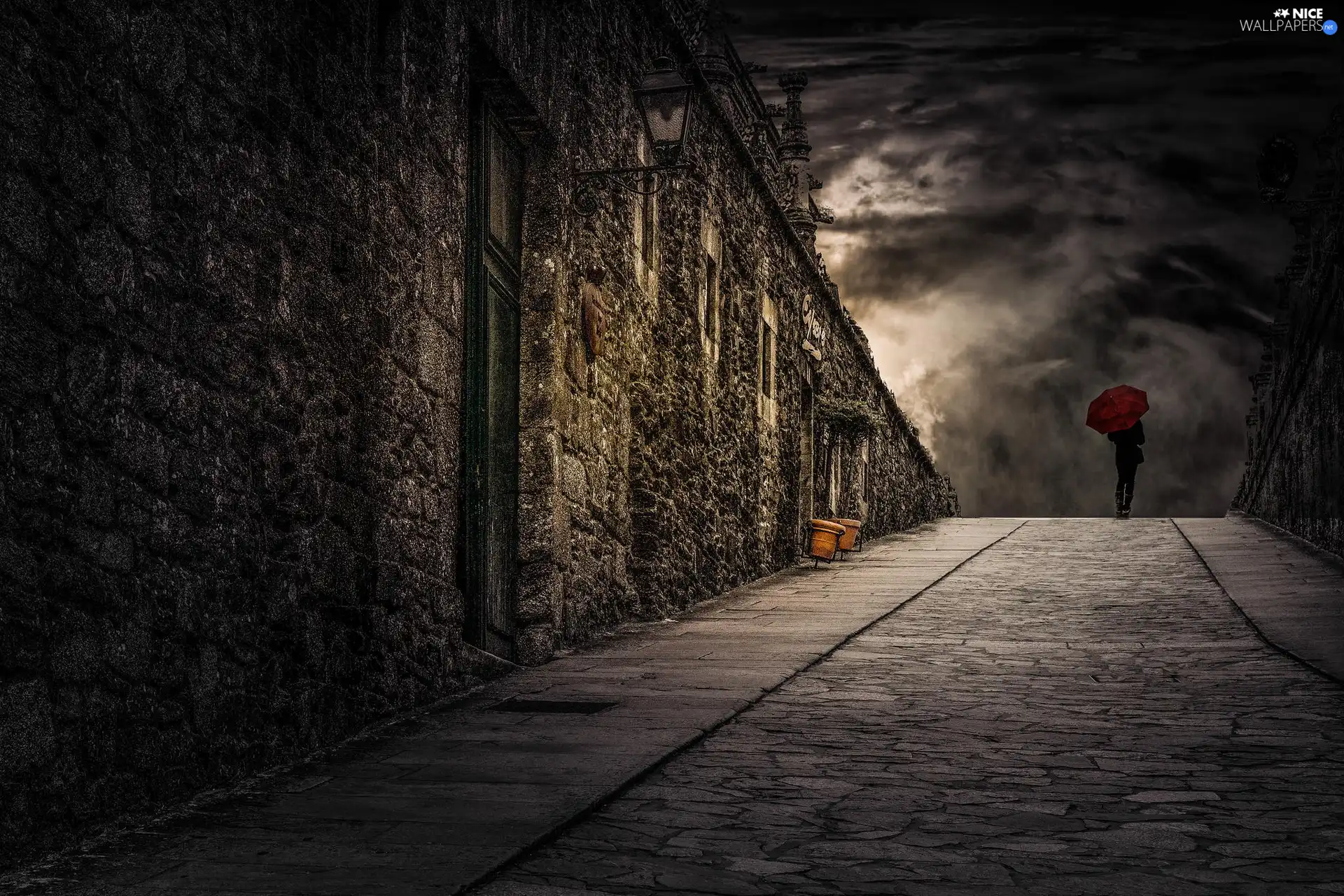 Women, Street, umbrella