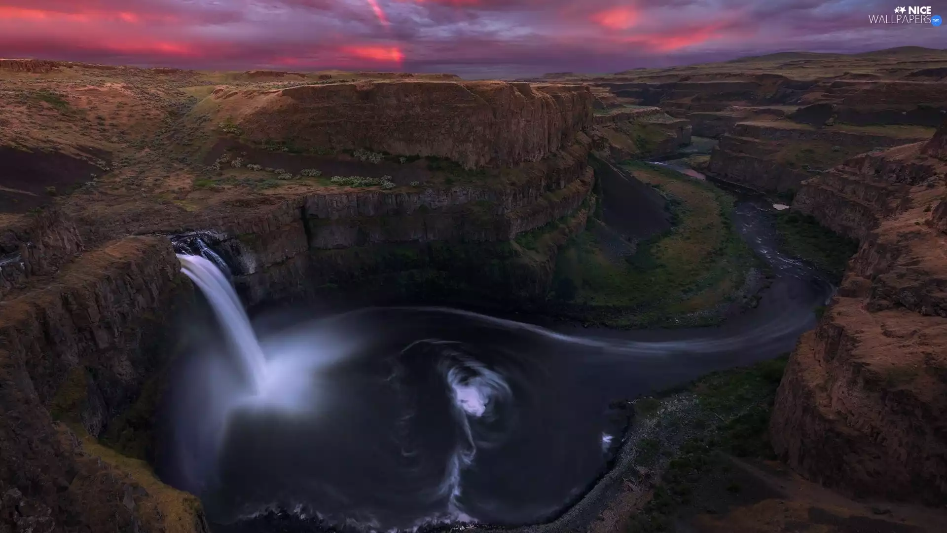 Columbia Highlands, The United States, Palouse River, rocks, Palouse Falls Waterfall, Washington State