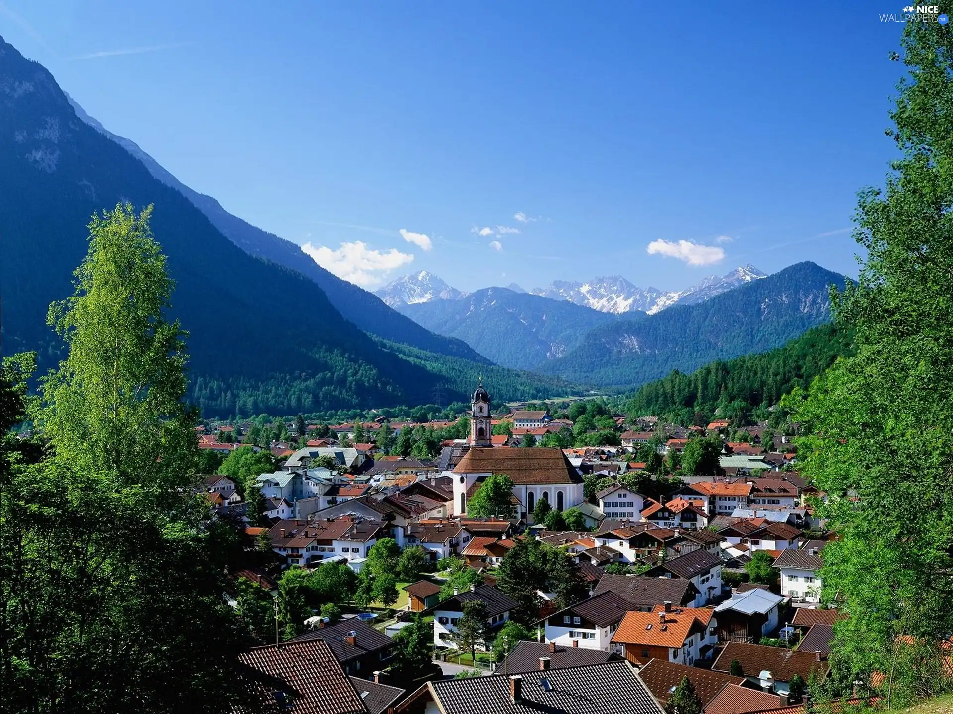 Valley, Mountains, Town