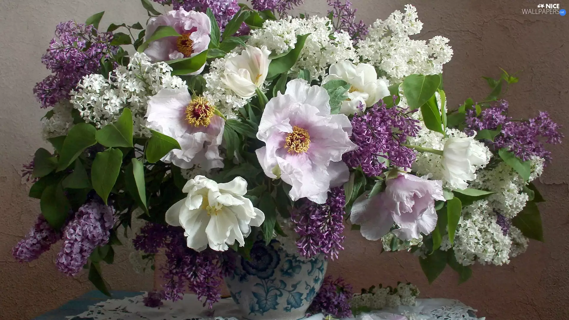 Peonies, Vase, bouquet, without, Flowers