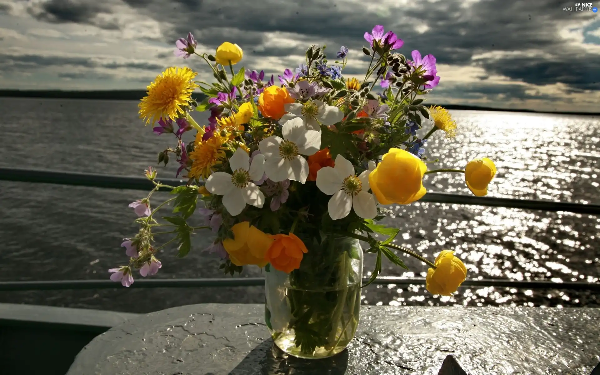 bouquet, wild, Vase, flowers