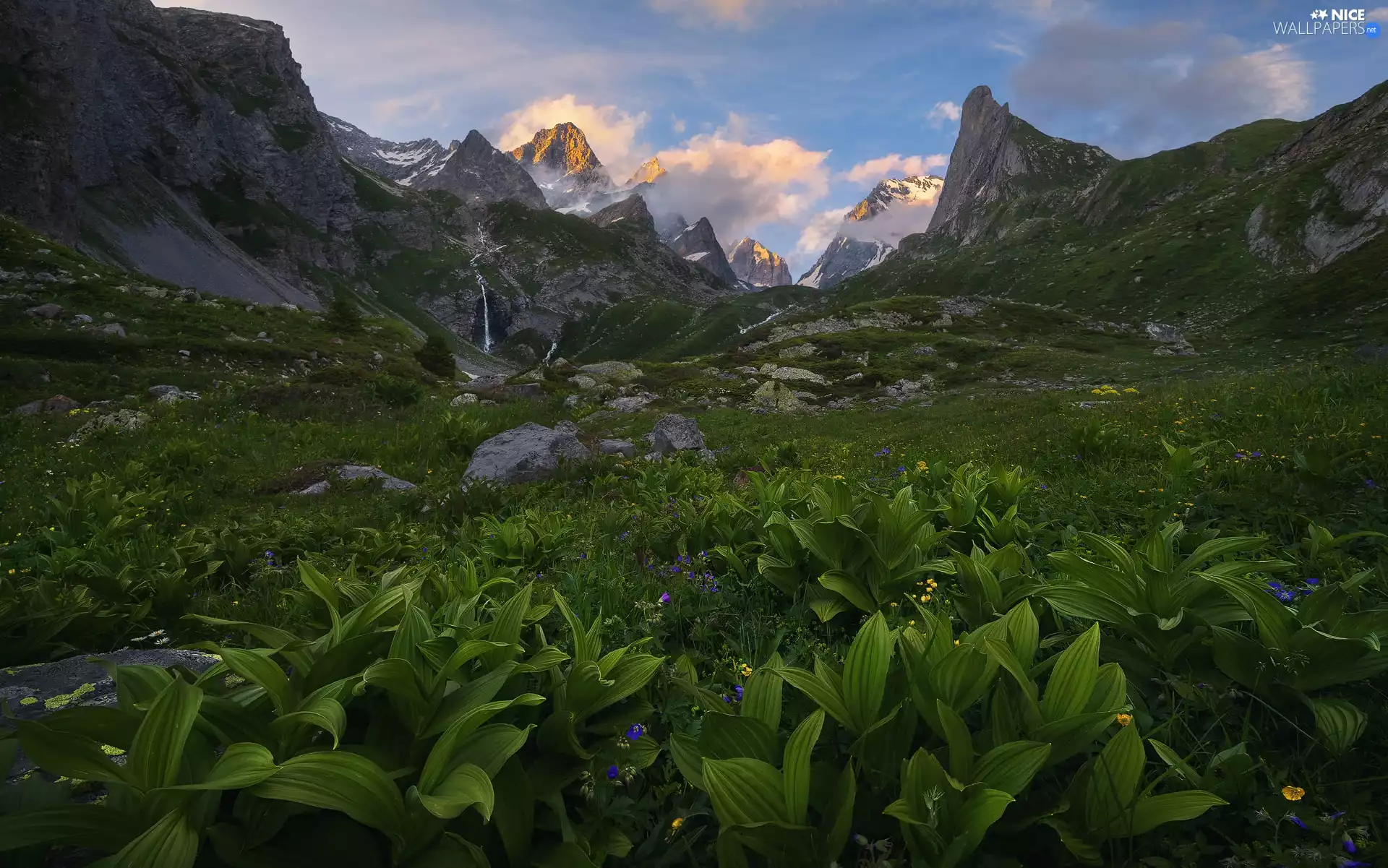 Mountains, Stones, clouds, VEGETATION