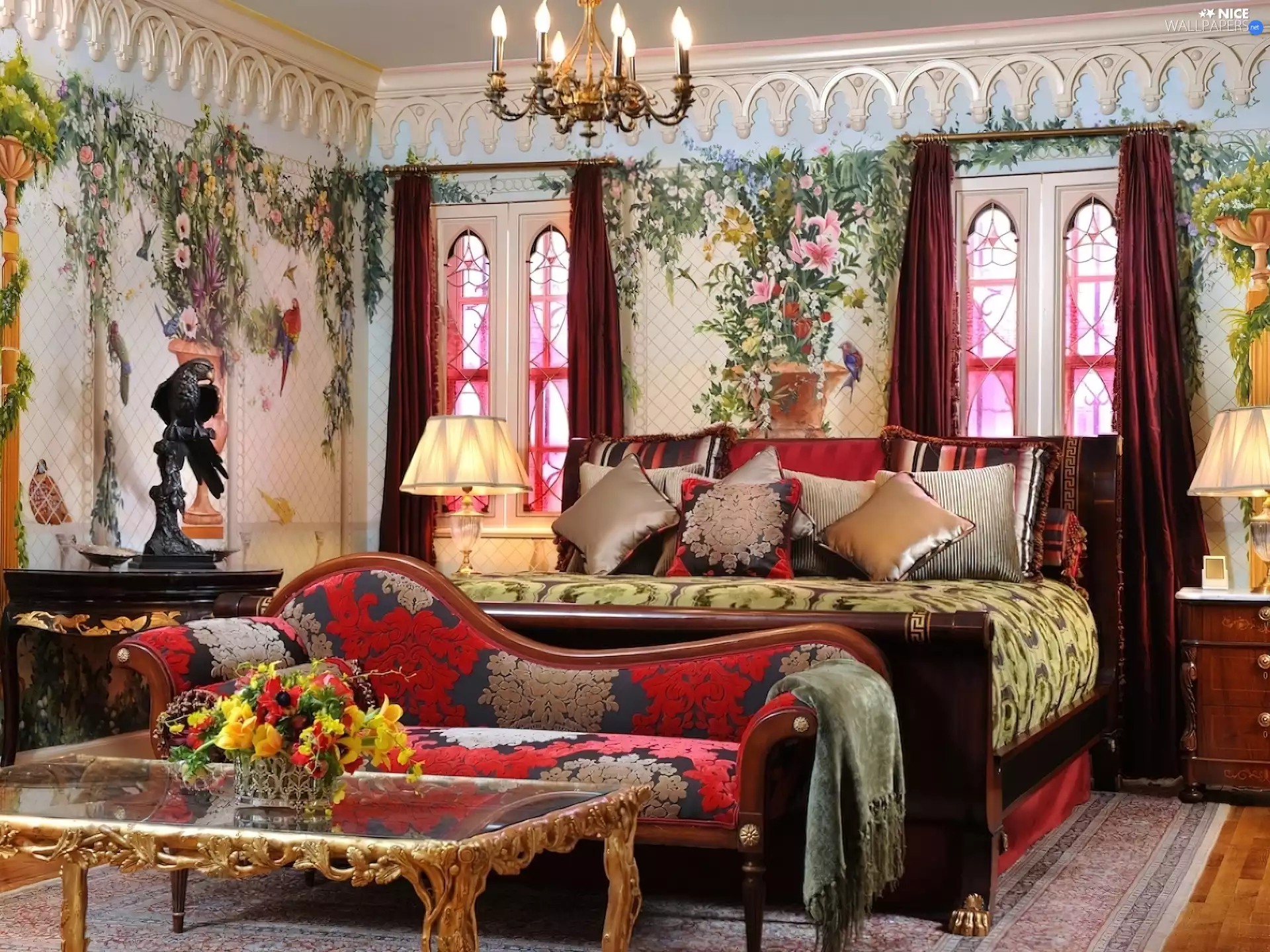 villa, Miami, Bedroom, Versace