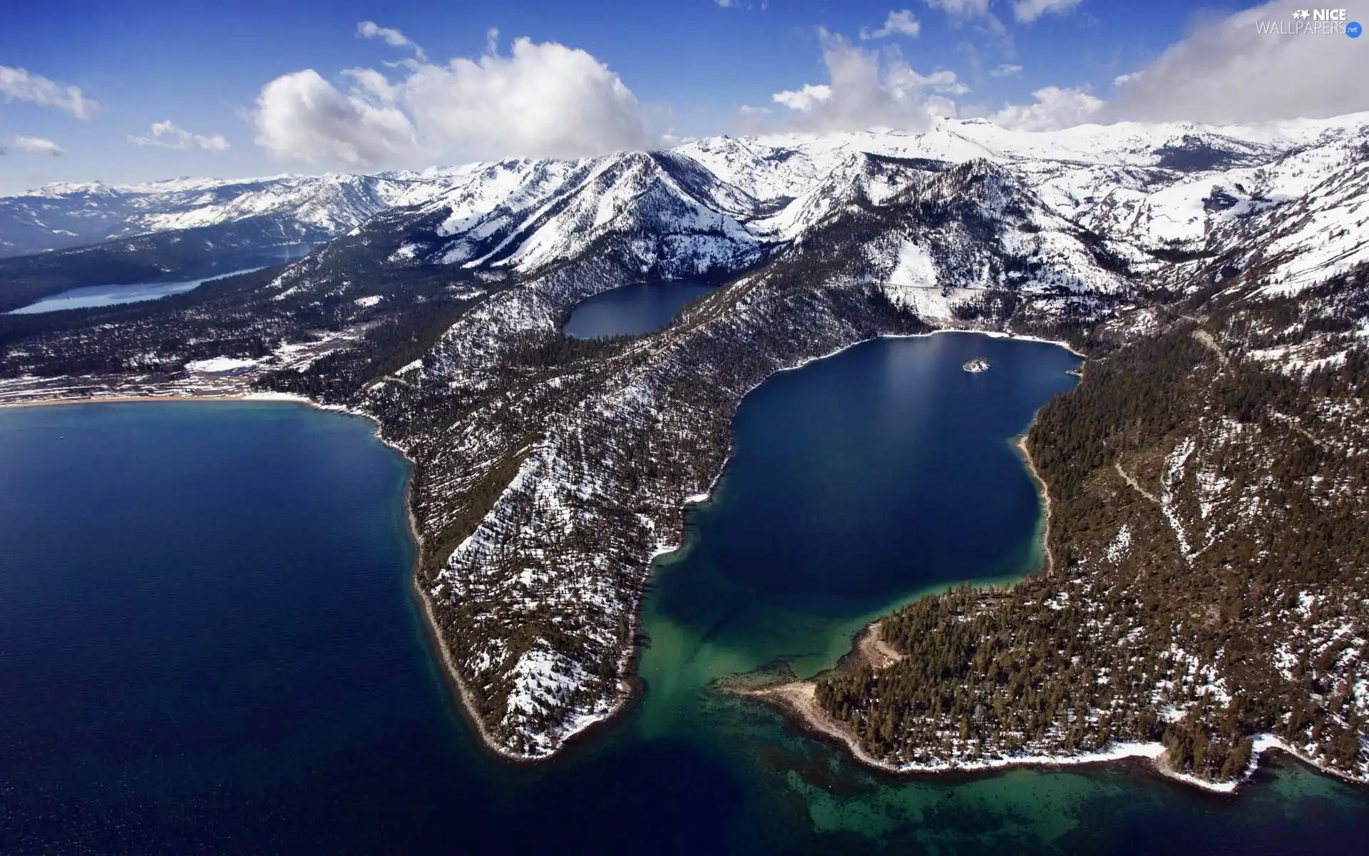 Mountains, sea, View, lakes