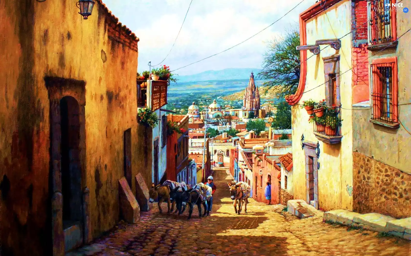 town, View, Street, panorama, Houses