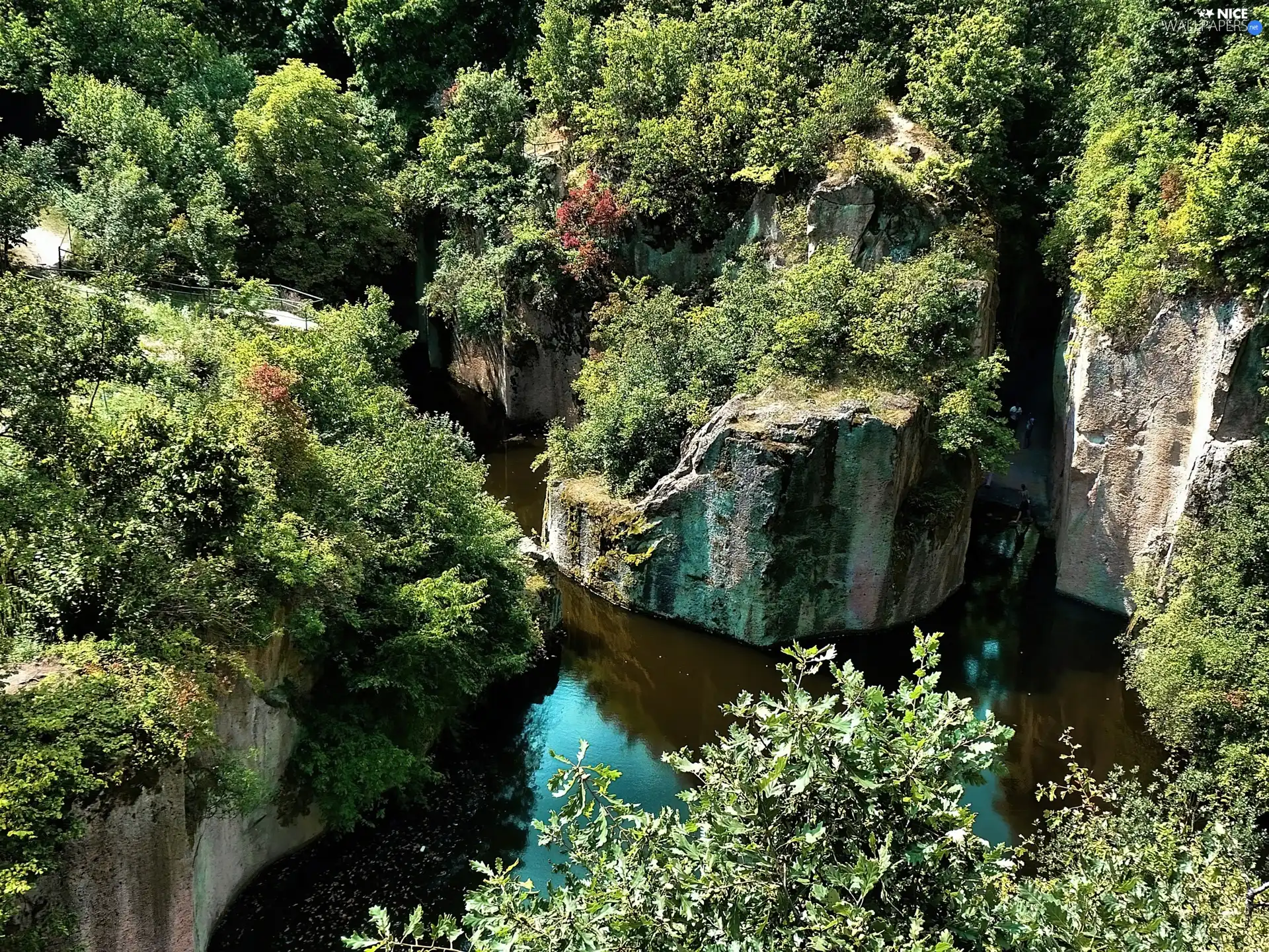 rocks, trees, viewes, lake