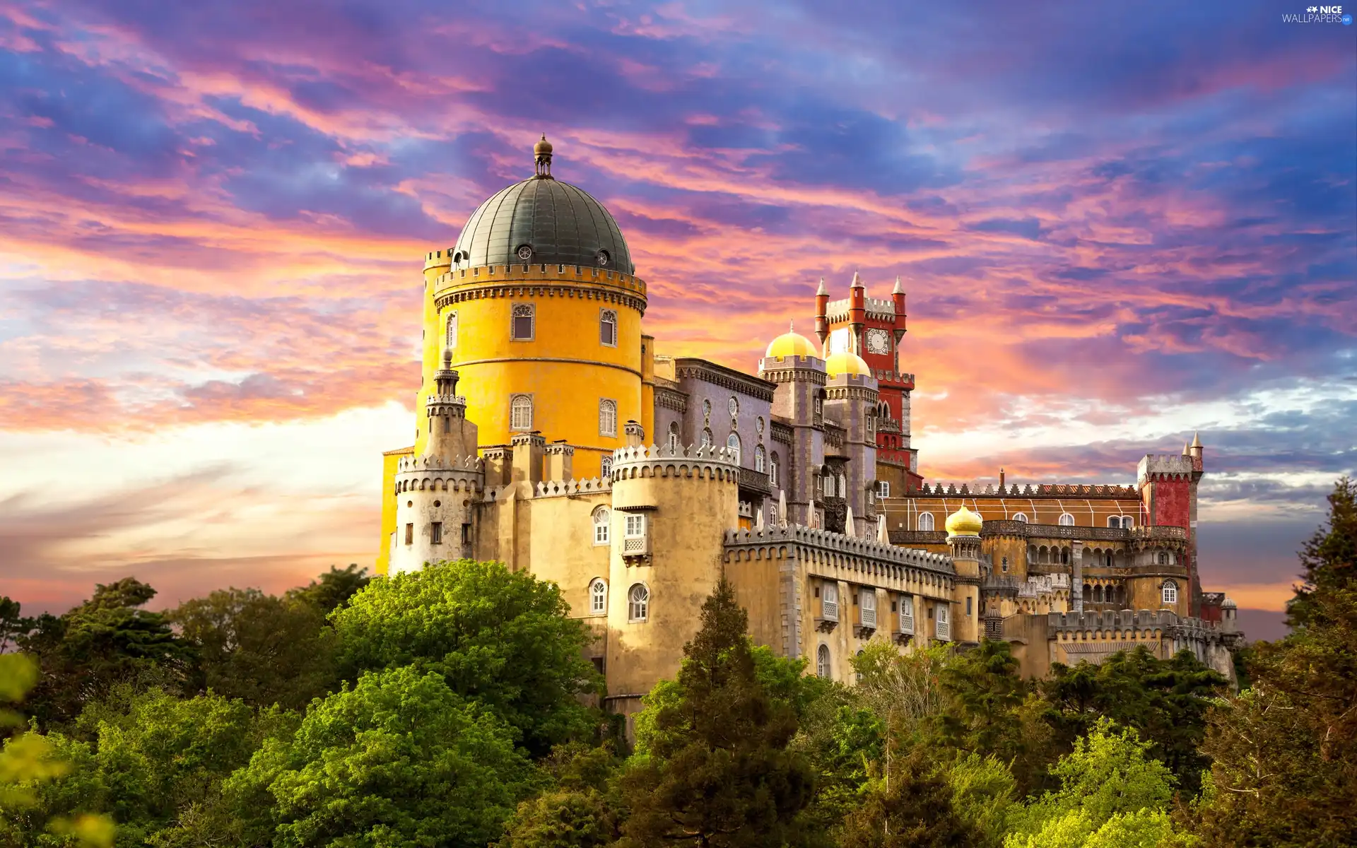 viewes, palace, trees