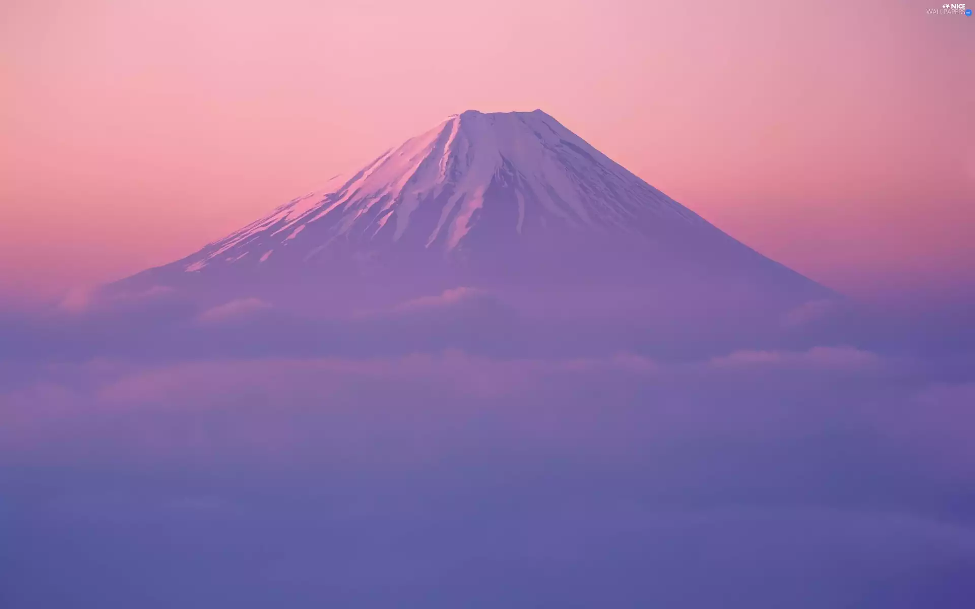 volcano, mount, Fog