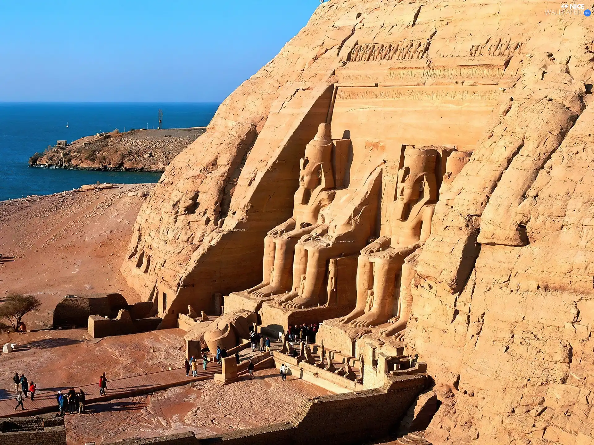 Egypt, temple, water, Abu Simbel