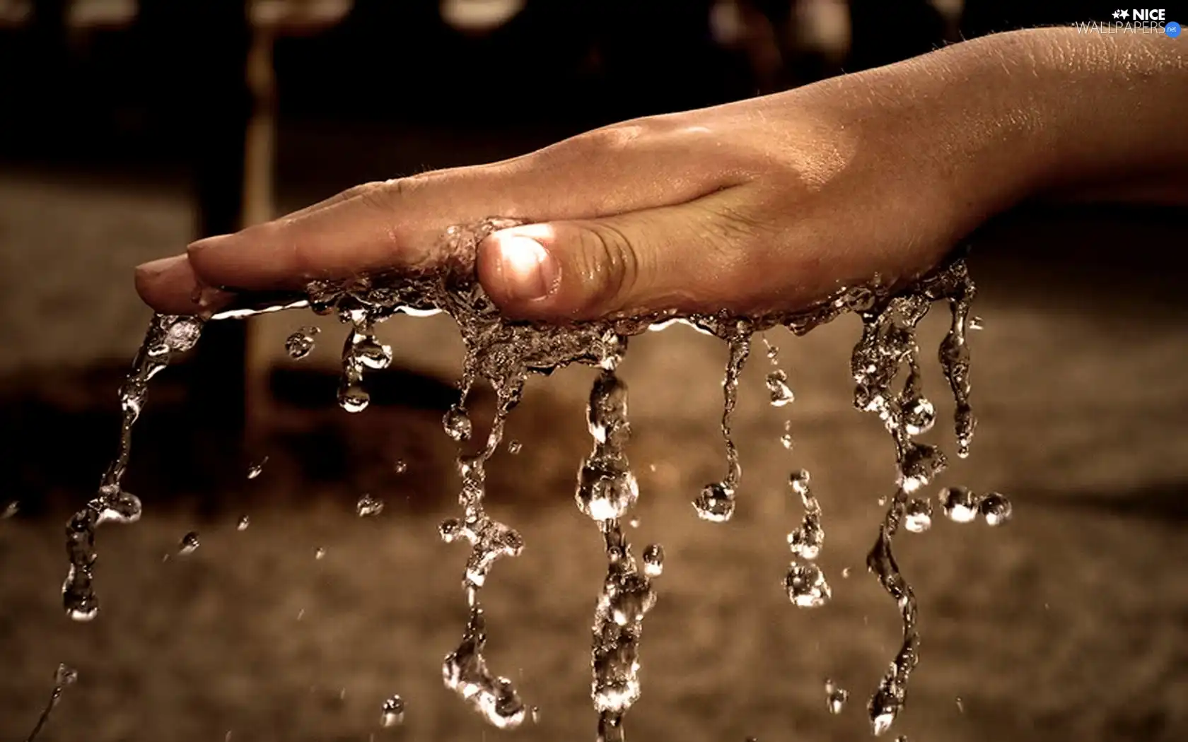 water, hand, drops