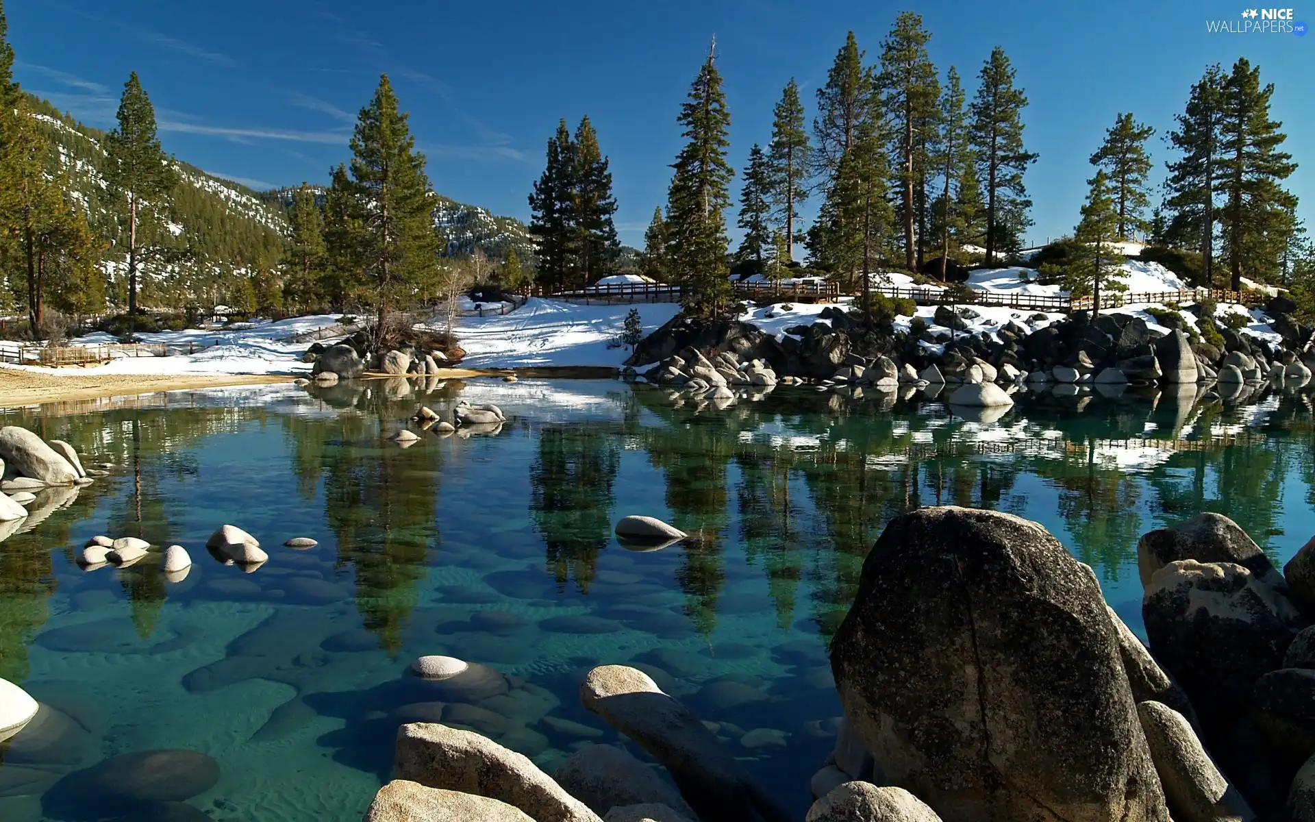 water, Stones, Pond - car, clear, winter