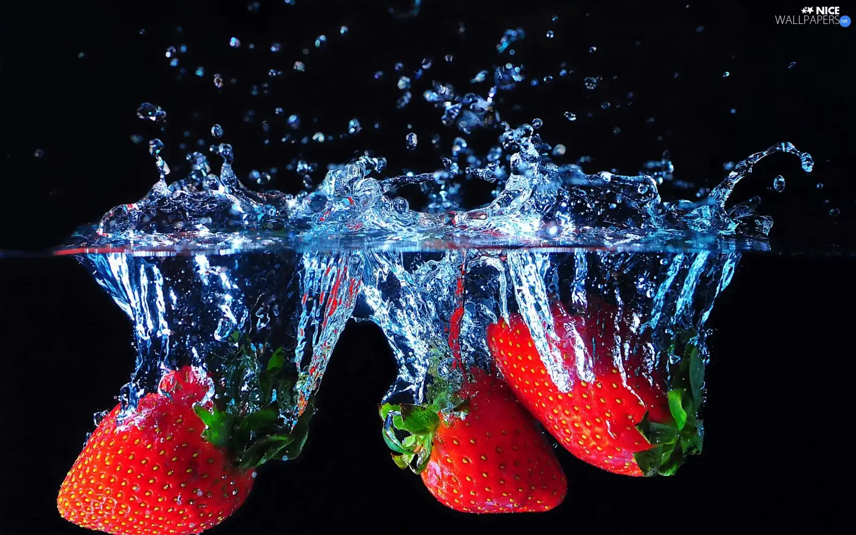 strawberries, water