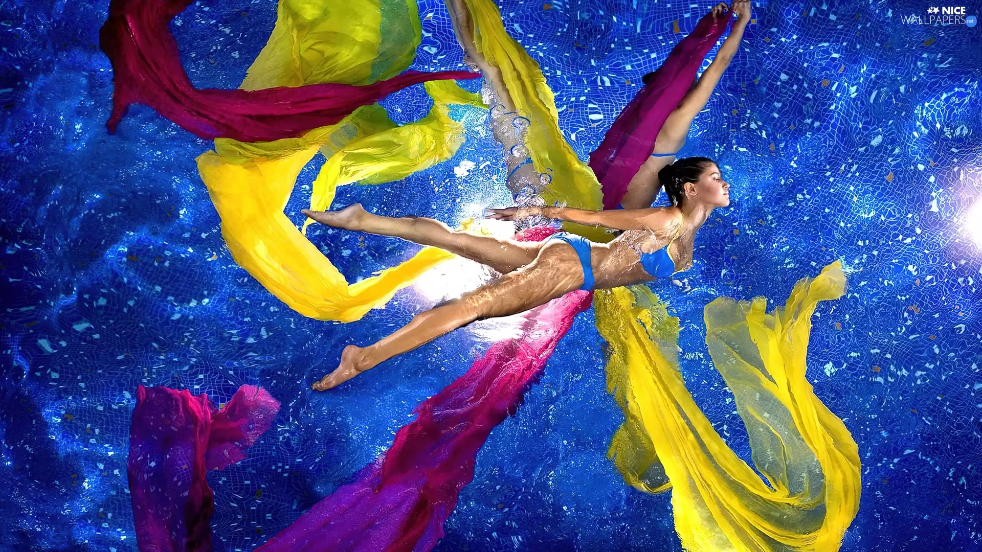 under, water, water, dance, blue