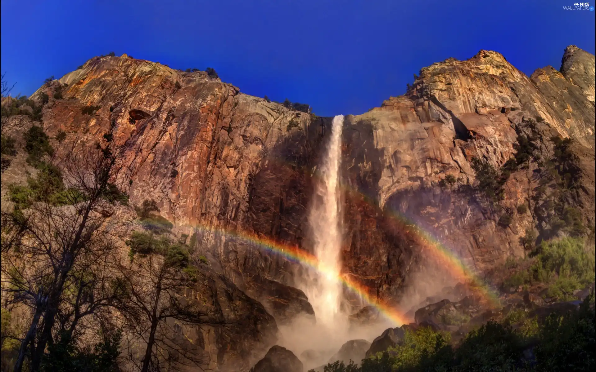 Great Rainbows, rocks, waterfall