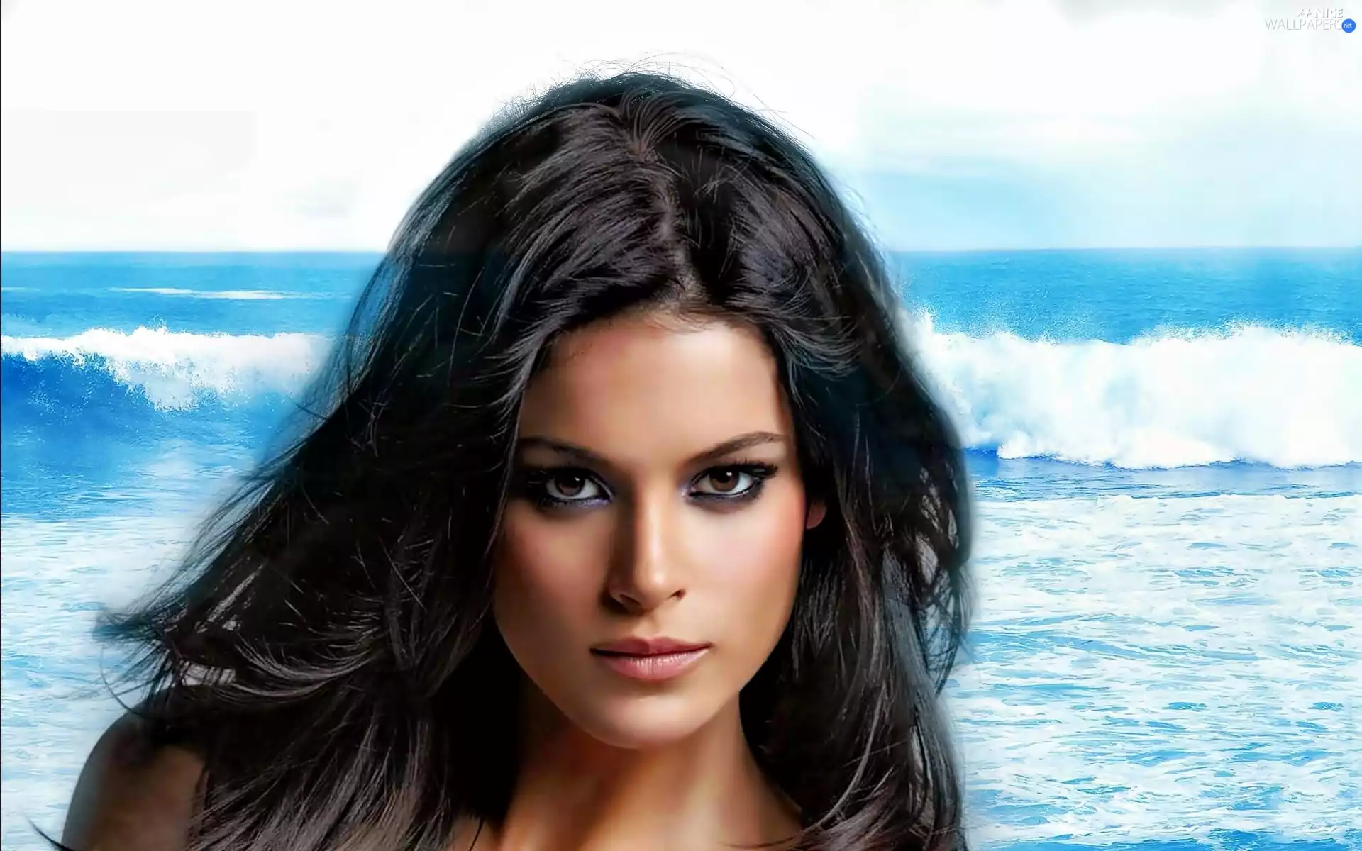 sea, Waves, Pietersen, actress, Jenna