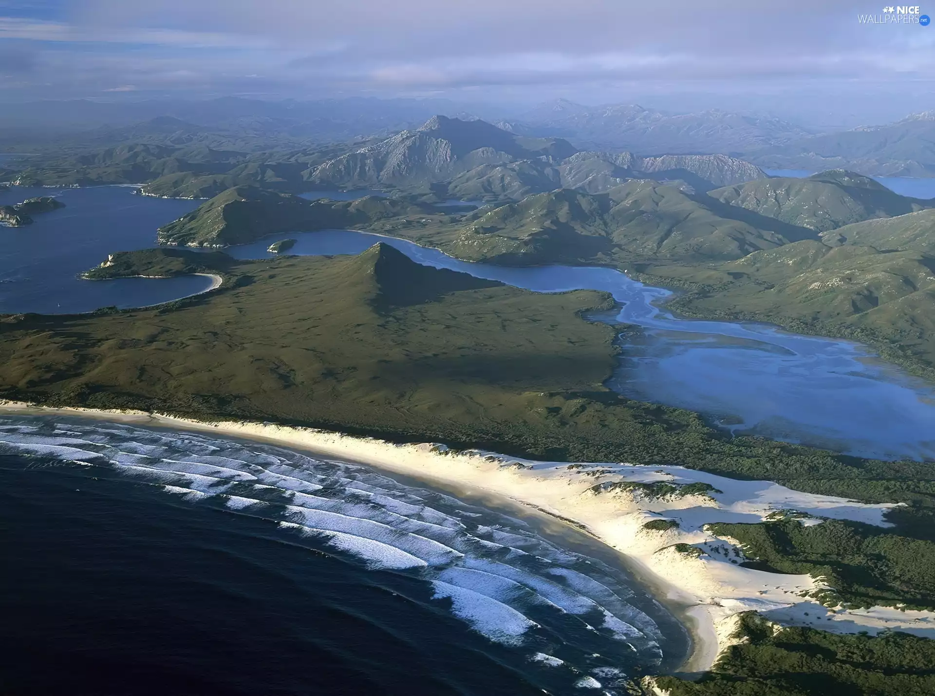 sea, Coast, Mountains, Waves
