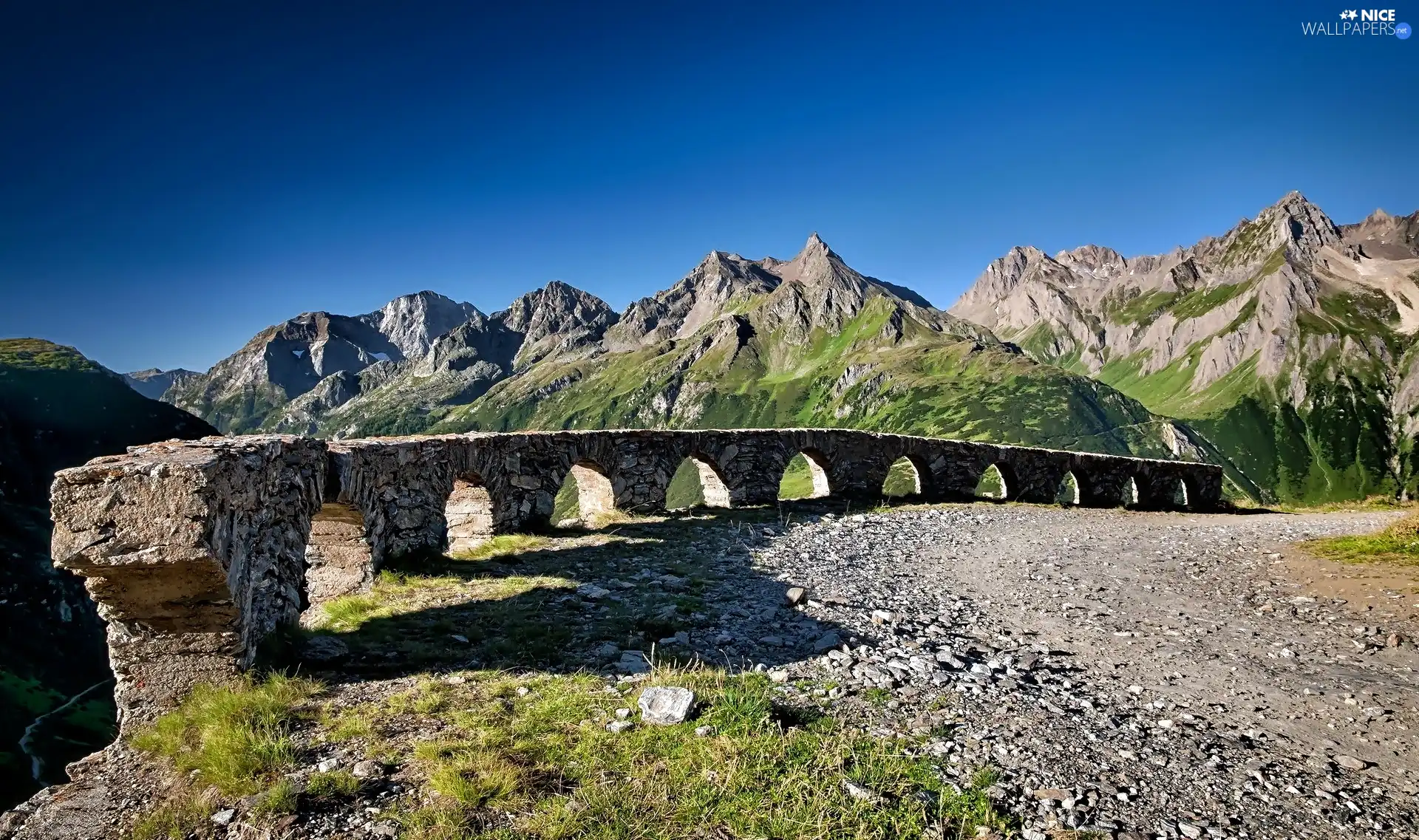 crash barrier, Mountains, Way