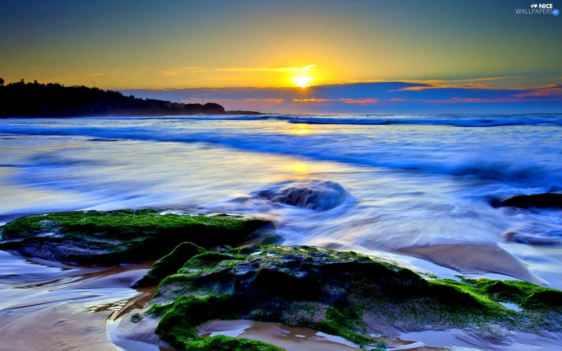 west, sun, coast, Stones, sea