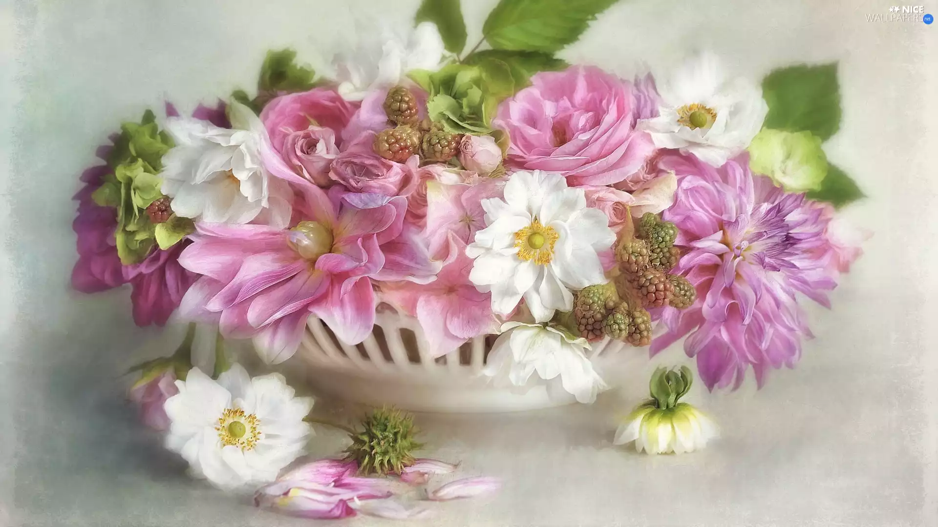 Bouquet of Flowers, White, Pink, Flowers