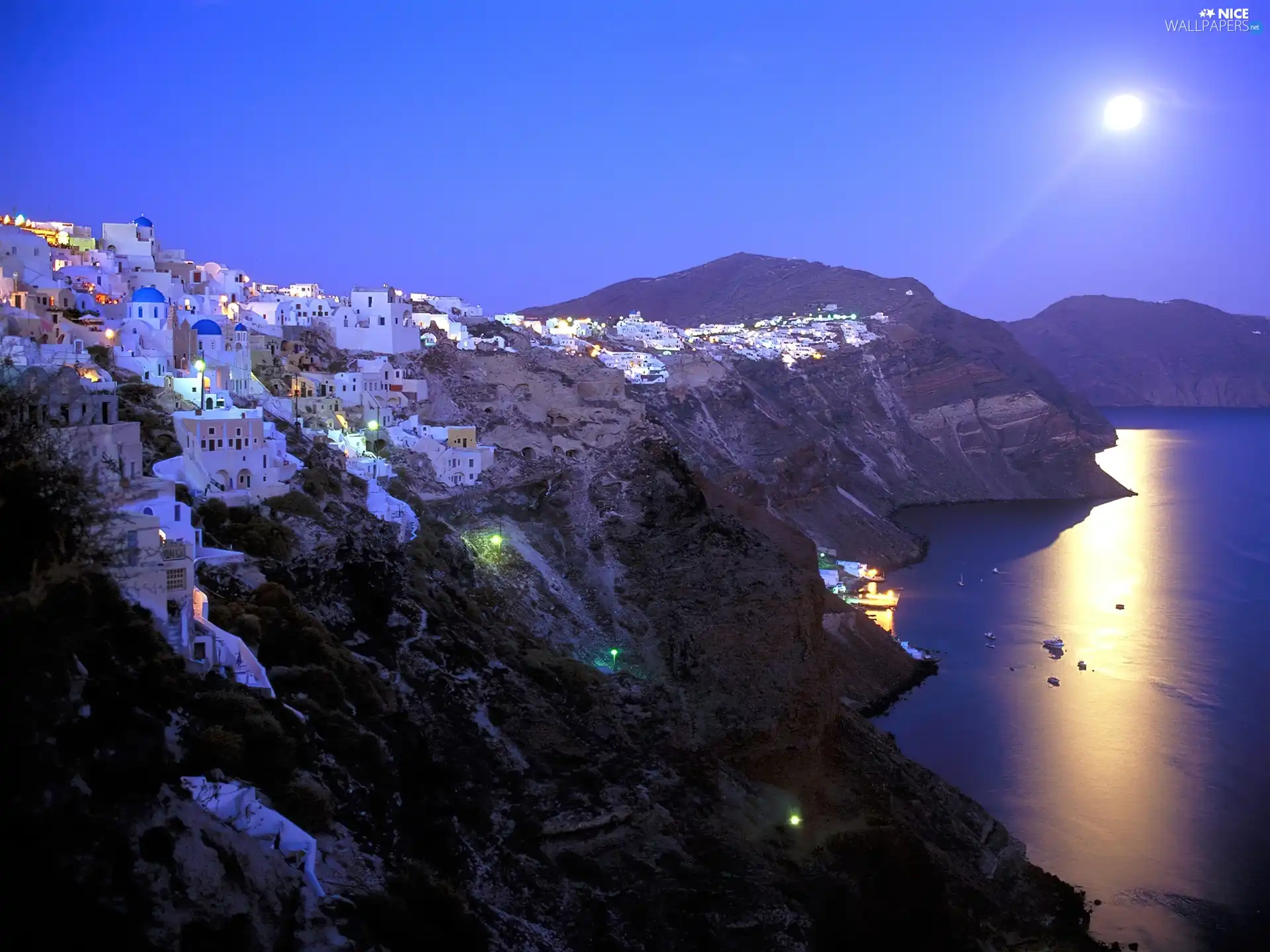 Aegean, Santorini, White, Town, Island, sea