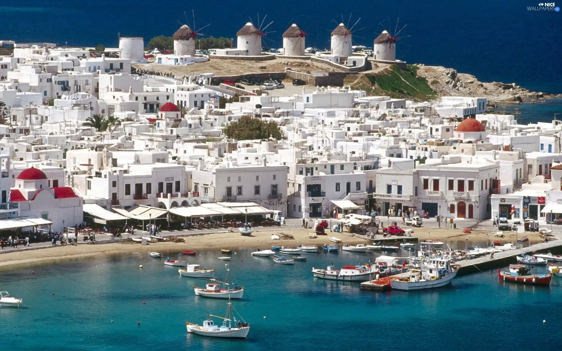 Beaches, Greece, Windmills, Mykonos